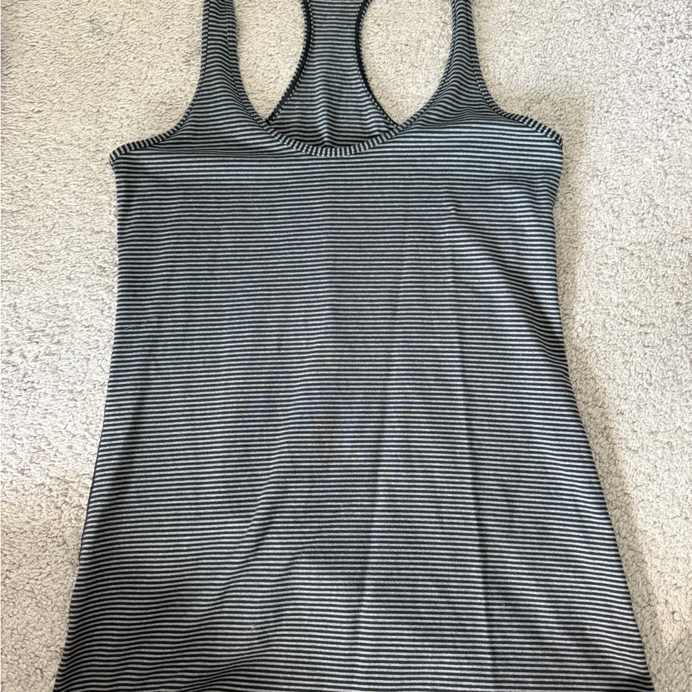 Lululemon Striped Black and Gray Women's Tank Top